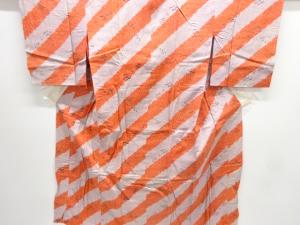 アンティーク　斜め縞に文字模様長襦袢